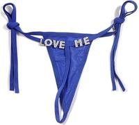 Gorgieousy Personalized Thongs with Name, Sexy Perspective Thong for Women, Custom String Name Customized Underwear Panties Gift for Her, Blue, One size