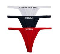 Gorgieousy Personalized Thongs With Names, Custom Name Thong, Embroidering Letters Customized G-string Fitness Underwear, Thongs03, One size