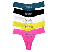 Gorgieousy Personalized Thongs With Names, Custom Name Thong, Embroidering Letters Customized G-string Fitness Underwear, Thongs01, One size
