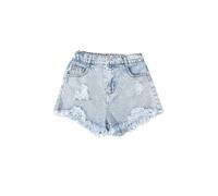 GORGLITTER Girl's Distressed Jeans Shorts Ripped Raw Hem Basic 5 Pocket Casual Denim Shorts Light Wash 11Y