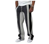 GORGLITTER Men's Color Block Drawstring Waist Sweatpants Straight Leg Loose Long Workout Trousers Tracksuit Bottoms Light Grey Medium