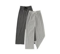 GORGLITTER Women's 2 Piece Lounge Pants Sets Striped Rib Knit Drawstring Elastic Waist Sleep Pants Pyjama Bottoms Black Multicolor XX-Large