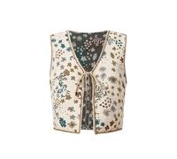 GORGLITTER Women's Boho Floral Tie Front Vest Tops V Neck Sleeveless Ditsy Floral Summer Tank Top Beige Small