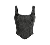 GORGLITTER Women's Denim Tank Tops Square Neck Asymmetrical Zipper Back Slim Fit Jean Vest Tops Black X-Small