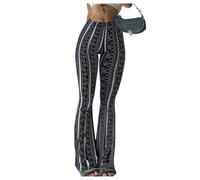 GORGLITTER Women's Flared Leggings Geo Print High Waisted Bell Bottoms Bootcut Streetwear Pants Black Medium