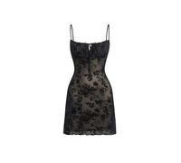 GORGLITTER Women's Floral Tie Front Ruched A Line Mini Dress Frill Trim Bodycon Cami Sundresses Black M