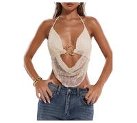 GORGLITTER Women's Halter Neck Backless Top Crop Summer Party Going Out Top
