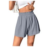 GORGLITTER Women's High Elastic Waist Wide Leg Shorts Paperbag Waist Loose Casual Beach Vacation Shorts Grey Small
