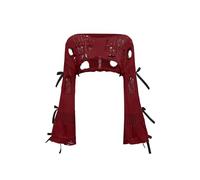 GORGLITTER Women's Hollow Out Sheer Bolero Shrugs Boat Neck Long Sleeve Sexy Crop Jumper Sweater Ripped Crochet Tops Burgundy Bow Medium