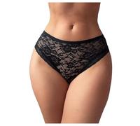 GORGLITTER Women's Lace Sheer Crotchless Panties Low Rise Bow Back Cut Out Lingerie Briefs Underwear Black Medium