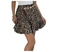 GORGLITTER Women's Leopard Print Skirt High Waisted Flowy Skater Mini Skirt | Summer, Autumn, A Line, Tiered Ruffle, Beach, Party, Clubwear, Going Out, Clubbing,