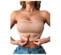 GORGLITTER Women's Mesh Wireless Front Fastening Bras Sexy Strapless Sheer Comfy Bandeau Bras Brown Small