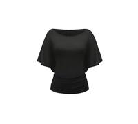 GORGLITTER Women's Scoop Neck Ruffle Short Sleeve T Shirts Ruched Slim Fit Trendy Going Out Tops Black Medium
