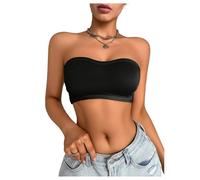 GORGLITTER Women's Strapless Wireless Bandeau Bras Criss Cross Backless Side Buckle Bra for Tube Dress Black Small