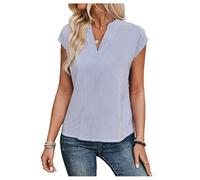 GORGLITTER Women's Striped Notched V Neck Blouses Cap Sleeve Bat Wing Tops Dressy Casual Work Office Shirts Royal Blue X-Large