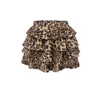 GORGLITTER Women's Y2k Leopard Print Layered Ruffle Skirt High Waisted Tiered A Line Short Cake Skirts Date Party Clubwear