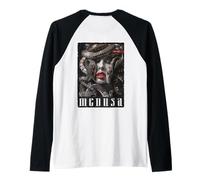 Gorgon Medusa Goddess Snake Greek Mythology Backprint Medusa Raglan Baseball Tee