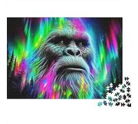 Gorilla 1000-Piece Jigsaw Puzzle for Adults Gorilla with Vibrant Aurora behind It Premium Thick Sturdy Vibrant Challenging Family Game 38x26cm/1000pcs