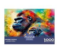 Gorilla 1000 Pieces Puzzle Game - Gorilla Pair Colorful Artistic Psychedelic Expressive The Whole Family Fun And Challenging Activity for Home Decompression38x26cm/1000pcs