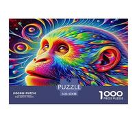 Gorilla 1000 Pieces Puzzle Game - Monkey Cosmic Psychedelic Vibrant Artistic The Whole Family Fun And Challenging Activity for Home Decompression52x38cm/1000pcs
