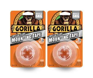 Gorilla 3044105 Double Sided Mounting Tape Clear 1.5m (2 Pack)