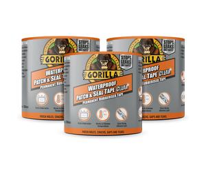 Gorilla 3044751 Waterproof Patch & Seal Tape Clear 2.4m (3 Pack)