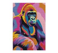 Gorilla Abstract Flat Artistic Wooden Jigsaw Puzzle for Adults, 300 PCS