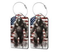 Gorilla and National Flag Luggage Tag, Pu Leather Travel Luggage Tag Suitcase Tag Durable Steel Loop Suitcase Tags Identifiers