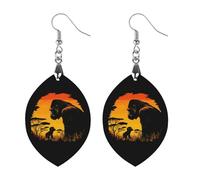 Gorilla And Sunset Women's Wooden Earring Apricot Shaped Dangle Earrings Pendant Jewelry