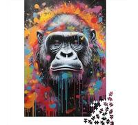 Gorilla Art Print 1000 Pc Sturdy Cardboard Jigsaw Puzzle Couple Partners Challenging Game Brain Training Decoration 38x26cm/1000pcs