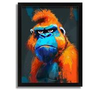 Gorilla Art Print Cartoon Nursery Wall Art Framed Animal Pictures Nursery Print MAXI Poster - Wall Art Home Decor Movie Poster Canvas Film Cinema Retro Vintage Cult Classic Nostargic Saga Modern repr