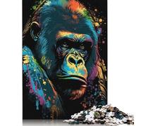 Gorilla Art Style 1 Puzzle for Adults And Teenagers 1000 Pieces Wooden Puzzle Jigsaws for Adults Puzzle Gifts 1000pcs (75x50cm)