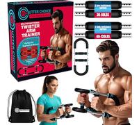 Gorilla Bar Twister Arm & Chest Trainer for Men - Adjustable 30-120lb Chest Strengthen Device, Portable Arm & Chest Muscle Strength Trainer, (BLUE-30-120 with Extra Spring)