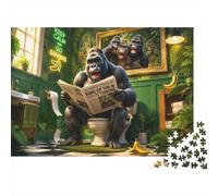 Gorilla Bathroom Jigsaw Puzzle 300 Pieces for Adults | 40x28cm Premium Cardboard, Double Sided HD Print, Precision Cut Tight Fit, Dust Free, Stress Relief, Home Decor Gift