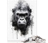 Gorilla Beauty Watercolor Puzzle Jigsaws 500 Pieces for Adults Wood Puzzle Jigsaws Brain Teaser Puzzle 500pcs (52x38cm)