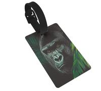 Gorilla Black and Deep Jungle-Green Luggage Tags Name Id Label Suitcase Tags, Ideal for Travel Cruise Backpacks Bag