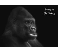 Gorilla Black and White Art Birthday Card