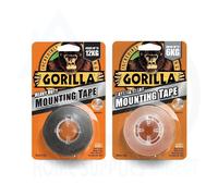 Gorilla Black & Clear Mounting Tape Set 25mm x 1.5M - Strong Double-Sided Heavy Duty Adhesive