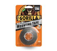 Gorilla Black Mounting Tape (25mm x 1.5M) - 2 Pack - Strong Double-Sided Adhesive Tape for Heavy Duty Use
