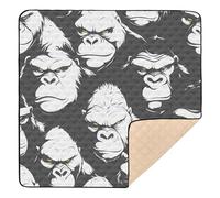 Gorilla Black White Pattern Cute Foldable Baby Gym & Activity Mat for Floor 1-Piecing Travel Play Mat for Baby Toddler Infant, 50'' x 50''