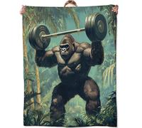 Gorilla Blankets for Adult Kids, Flannel Gorilla Throw Blanket, Birthday Gifts, Gorilla Decor for Sofa Couch Bed Living Room Soft Warm Lightweight Cozy 60" x 50"