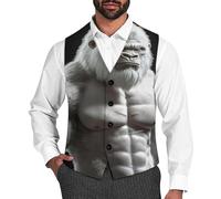 Gorilla Bodybuilder Men's Vest Suit Classic Waistcoat Vests Casual Business Dress Slim Fit V-Neck Tuxedo 3XL