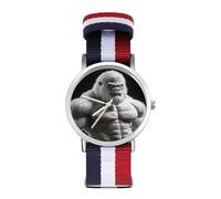 Gorilla Bodybuilder Nylon Wrist Watches Braided Stra Non-Scale Casual Watch for Work Workout