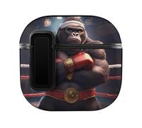Gorilla Boxing Champion Funny Headphone Cases Compatible with AirPods 4 Hard PC Protective Cover with Secure Buckle