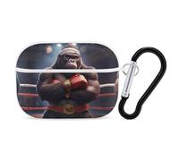Gorilla Boxing Champion Funny Headphone Cases Compatible with AirPods Pro Hard PC Protective Cover with Keychain