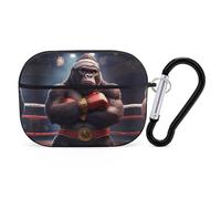 Gorilla Boxing Champion Funny Headphone Cases Compatible with AirPods Pro Hard PC Protective Cover with Keychain