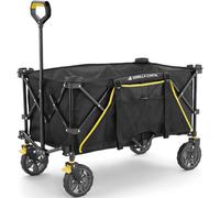 Gorilla Carts 7 Cu Ft 185L Foldable Festival Wagon Collapsible All Terrain Utility Cart Garden Trolley Black Load Up To 70Kg