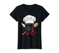 Gorilla Chef Great Ape Gorilla Primate Animal, Cooking Lover Value Graphic T-Shirt, Women, Black, M