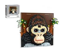 Gorilla Chimpanzee 3D Wall Art Mini Building Set, 1810PCS Jungle Ape Model for Adults Teens, Orangutan Ainmal Micro Bricks Kit, 2-in-1 Wall & Desktop Decor, Great Hobby Gifts for Animal Lovers