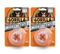 Gorilla Clear Double-Sided Mounting Tape - Strong Adhesive for Indoor/Outdoor Use, 1.5m (2 Pack)